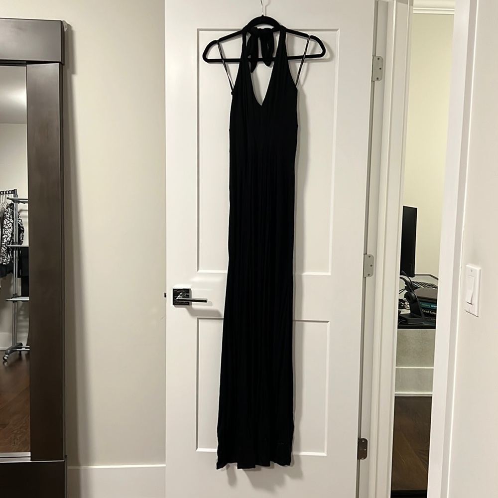 Black halter maxi dress